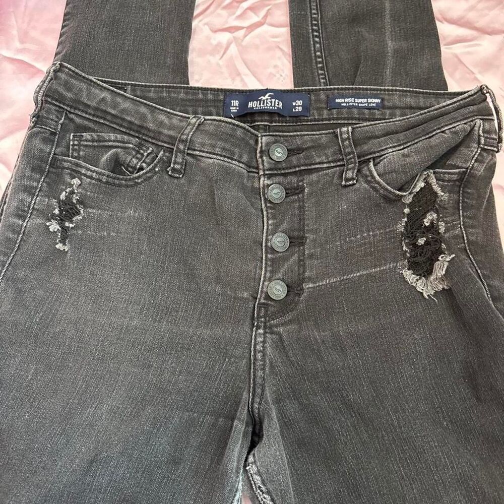Hollister-co Women's Black and Grey Jeans